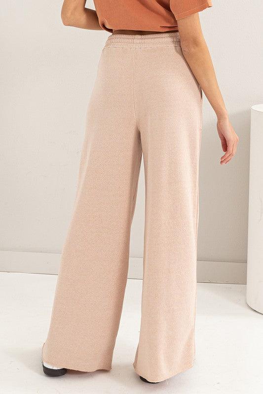 High Rise Wide Leg Drawstring Pants - Sunday Golden