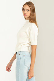 Lovely Puff Sleeve Sweater Top - Sunday Golden