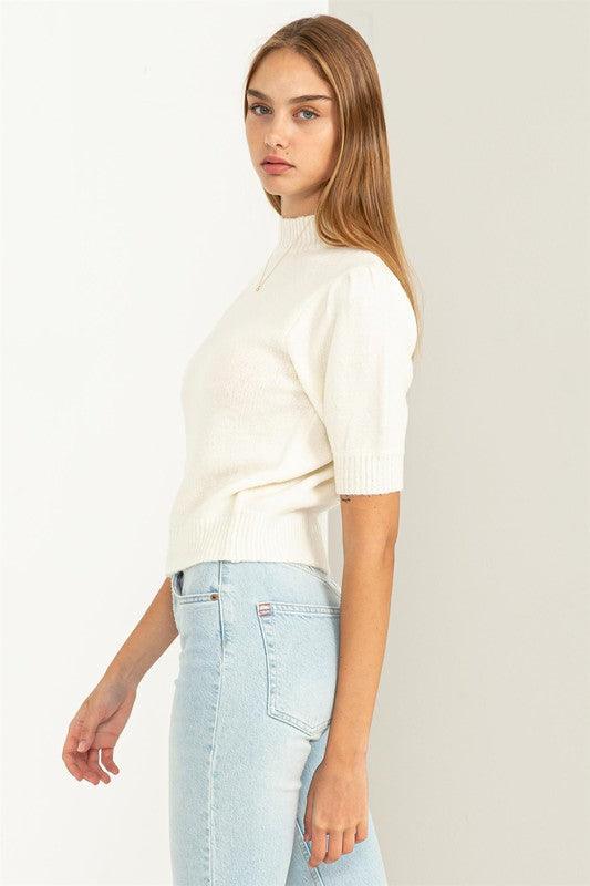 Lovely Puff Sleeve Sweater Top - Sunday Golden