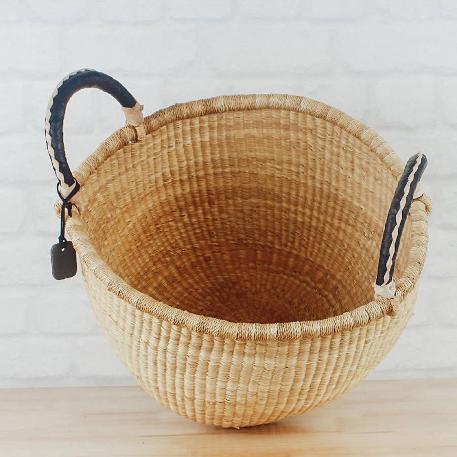 Bolga Baskets - Large Round Two Handle Natural Palette - Sunday Golden