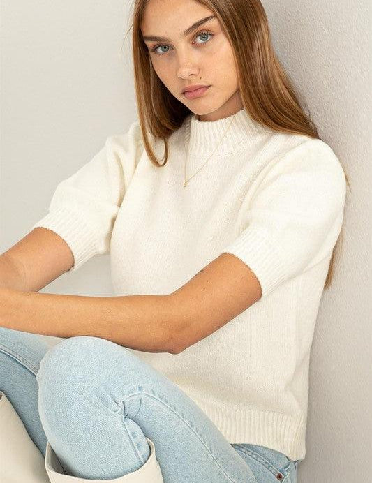 Lovely Puff Sleeve Sweater Top - Sunday Golden