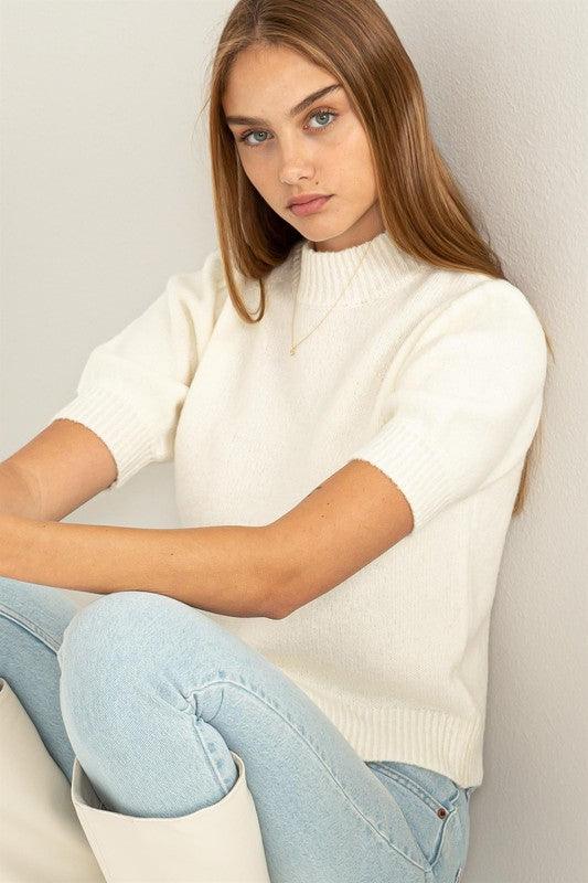 Lovely Puff Sleeve Sweater Top - Sunday Golden