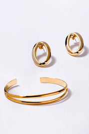 Oval Earring + Bracelet Set - Sunday Golden