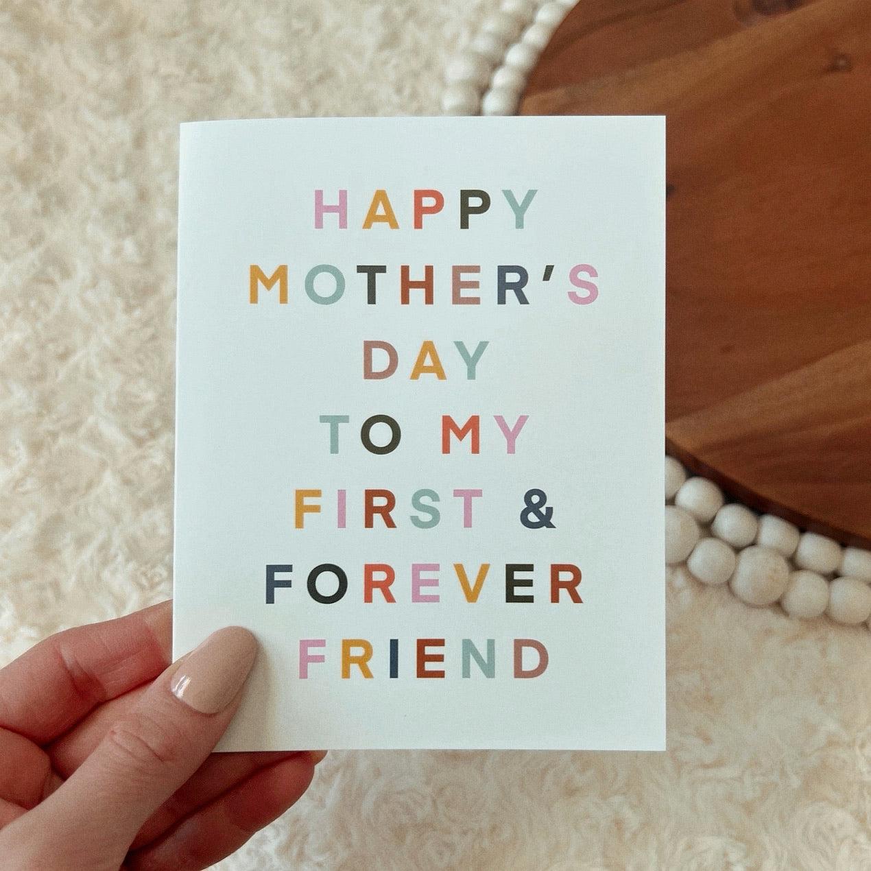 Mothers Day Card. Mothers day + best friend card. hand holding card