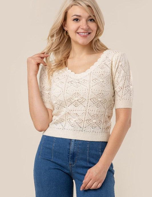 Zara Crochet Knit Top - Sunday Golden