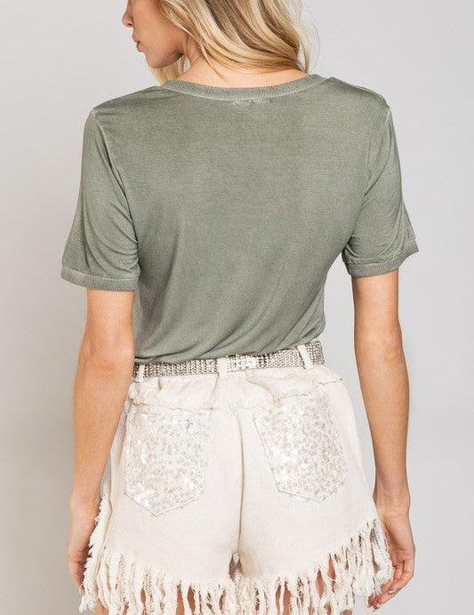 Girly Meets Basic Short Sleeve Top - Sunday Golden