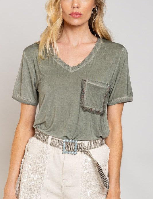 Girly Meets Basic Short Sleeve Top - Sunday Golden