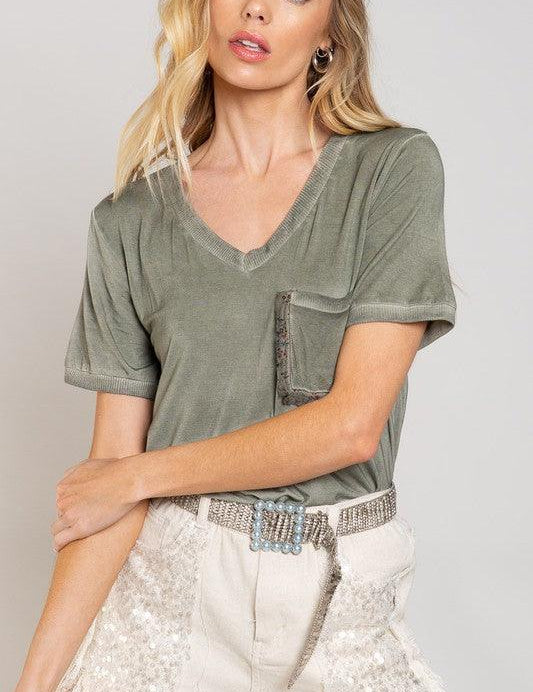 Girly Meets Basic Short Sleeve Top - Sunday Golden