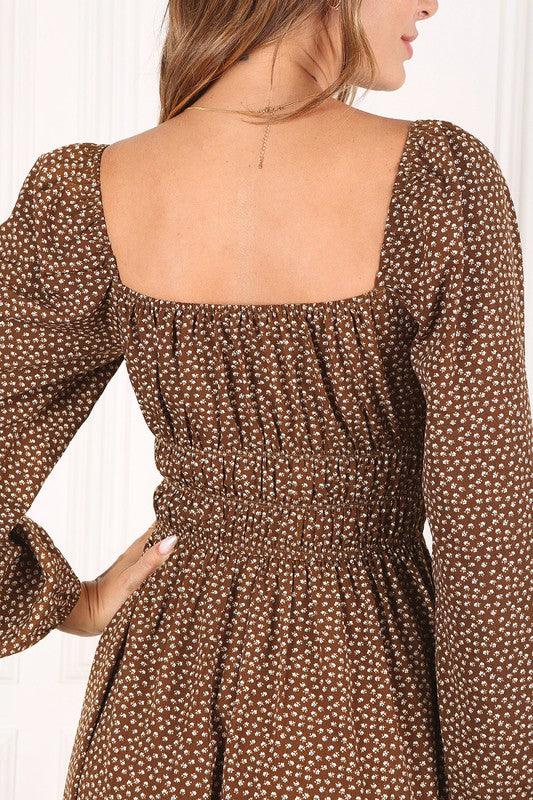 Sasha Square Neck Vintage Puff Dress - Sunday Golden