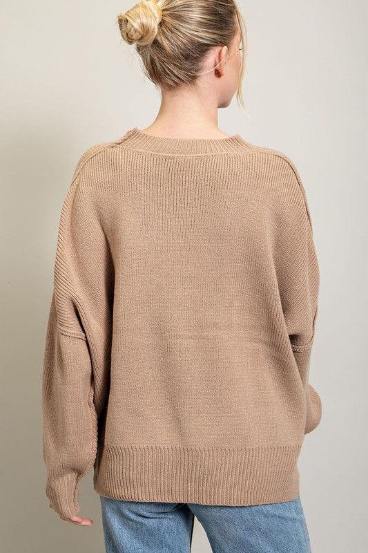 Oversized Homebody Long Sleeve Ribbed Sweater - Sunday Golden