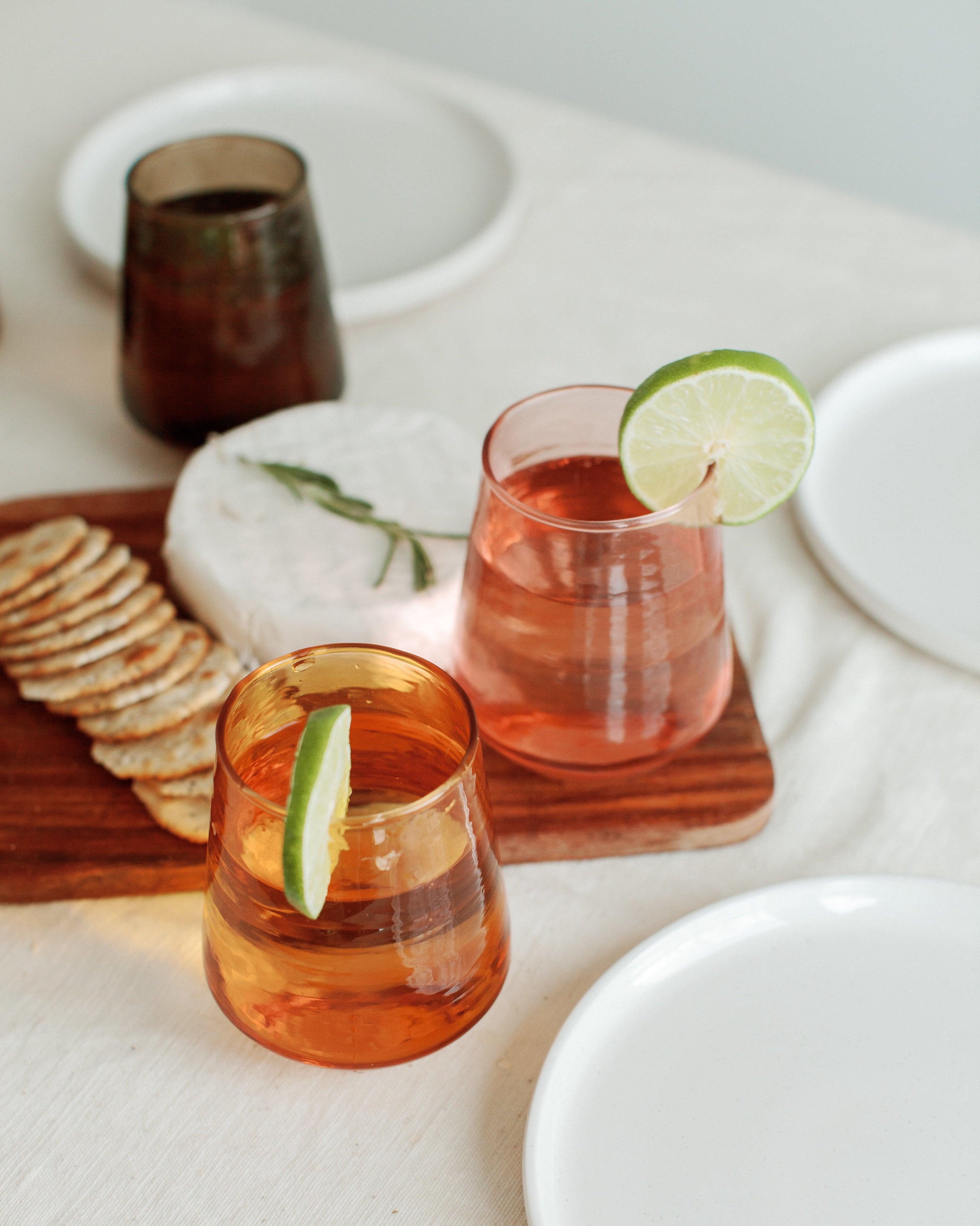 Pair of Hammered Glass Water Tumblers | Handblown in India - Sunday Golden