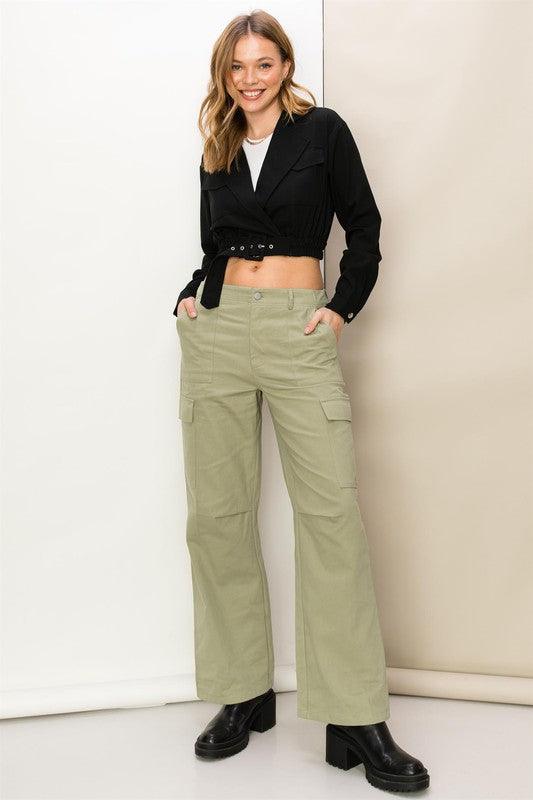 Weekend and Chill High Waist Cargo Pants - Sunday Golden