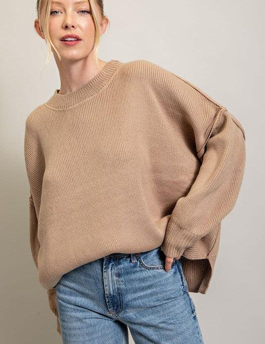 Oversized Homebody Long Sleeve Ribbed Sweater - Sunday Golden