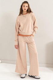 High Rise Wide Leg Drawstring Pants - Sunday Golden