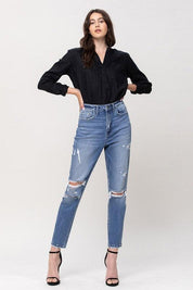 Super High Rise Stretch Mom Jeans - Sunday Golden