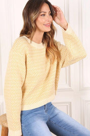 Aria Herringbone Crew Neck - Sweater - Sunday Golden