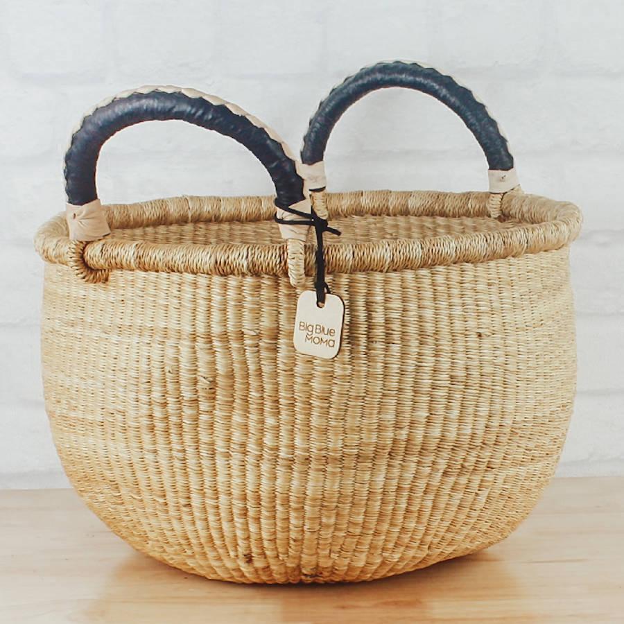 Bolga Baskets - Large Round Two Handle Natural Palette - Sunday Golden