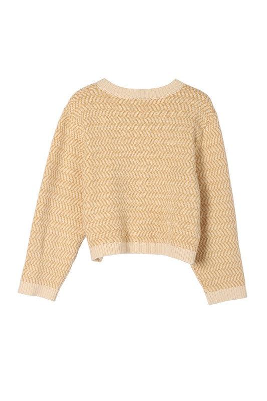 Aria Herringbone Crew Neck - Sweater - Sunday Golden