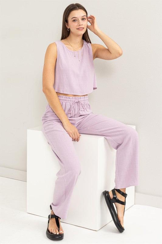 D-Linen Blended Top and Pants Set - Sunday Golden