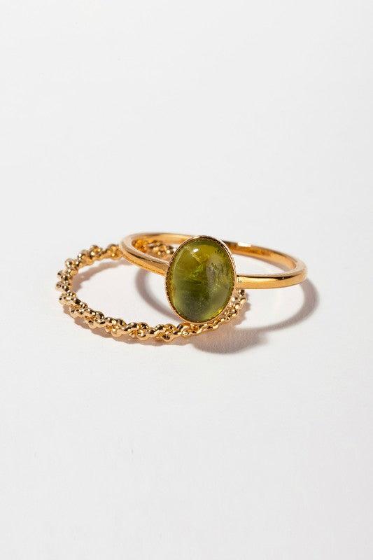 Natural Stone Ring Set - Sunday Golden