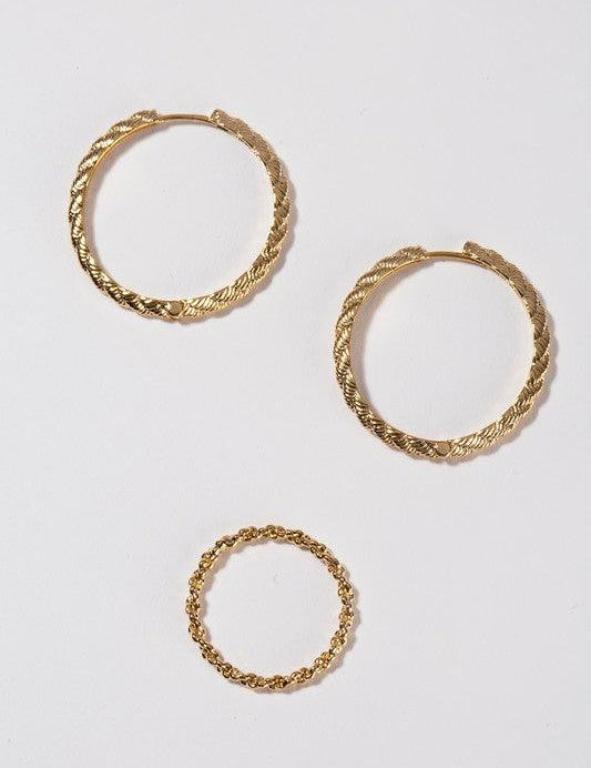 Twine Ring and Earring Set - Sunday Golden