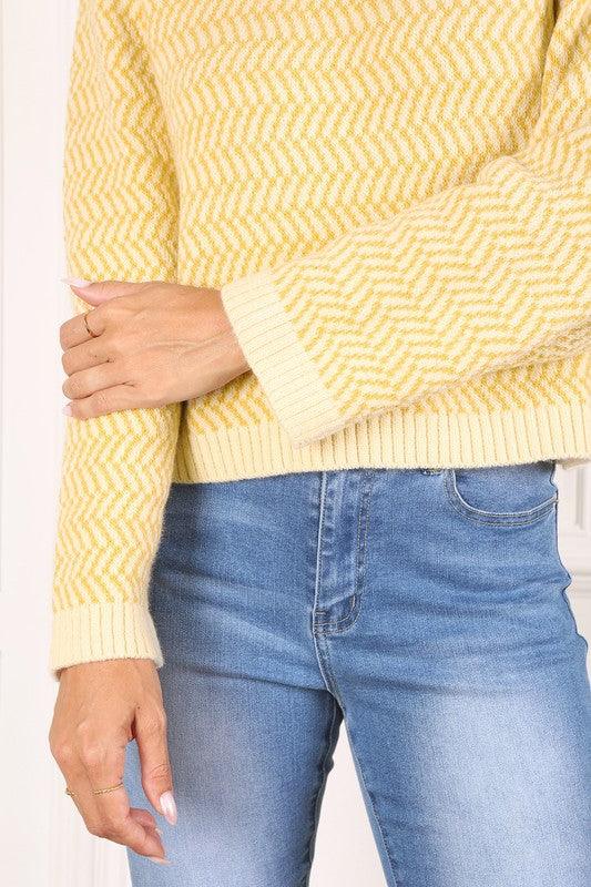 Aria Herringbone Crew Neck - Sweater - Sunday Golden