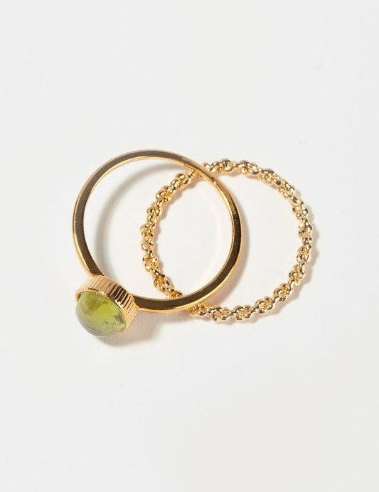 Natural Stone Ring Set - Sunday Golden