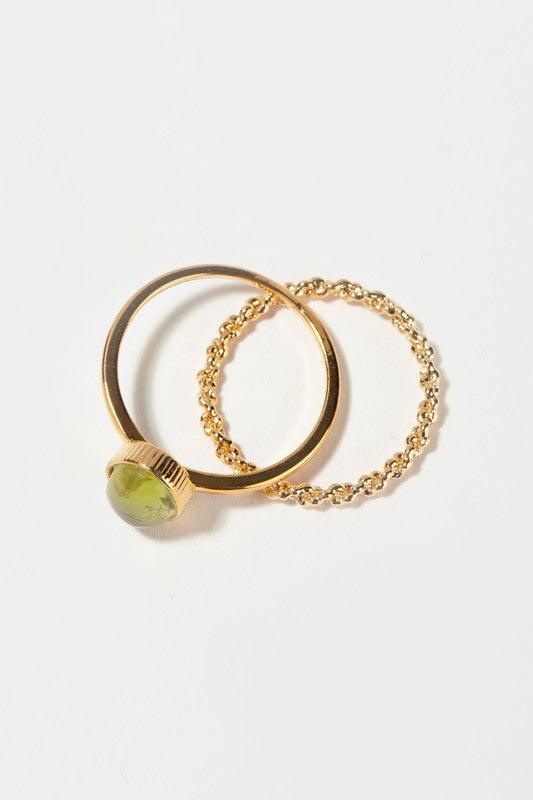 Natural Stone Ring Set - Sunday Golden