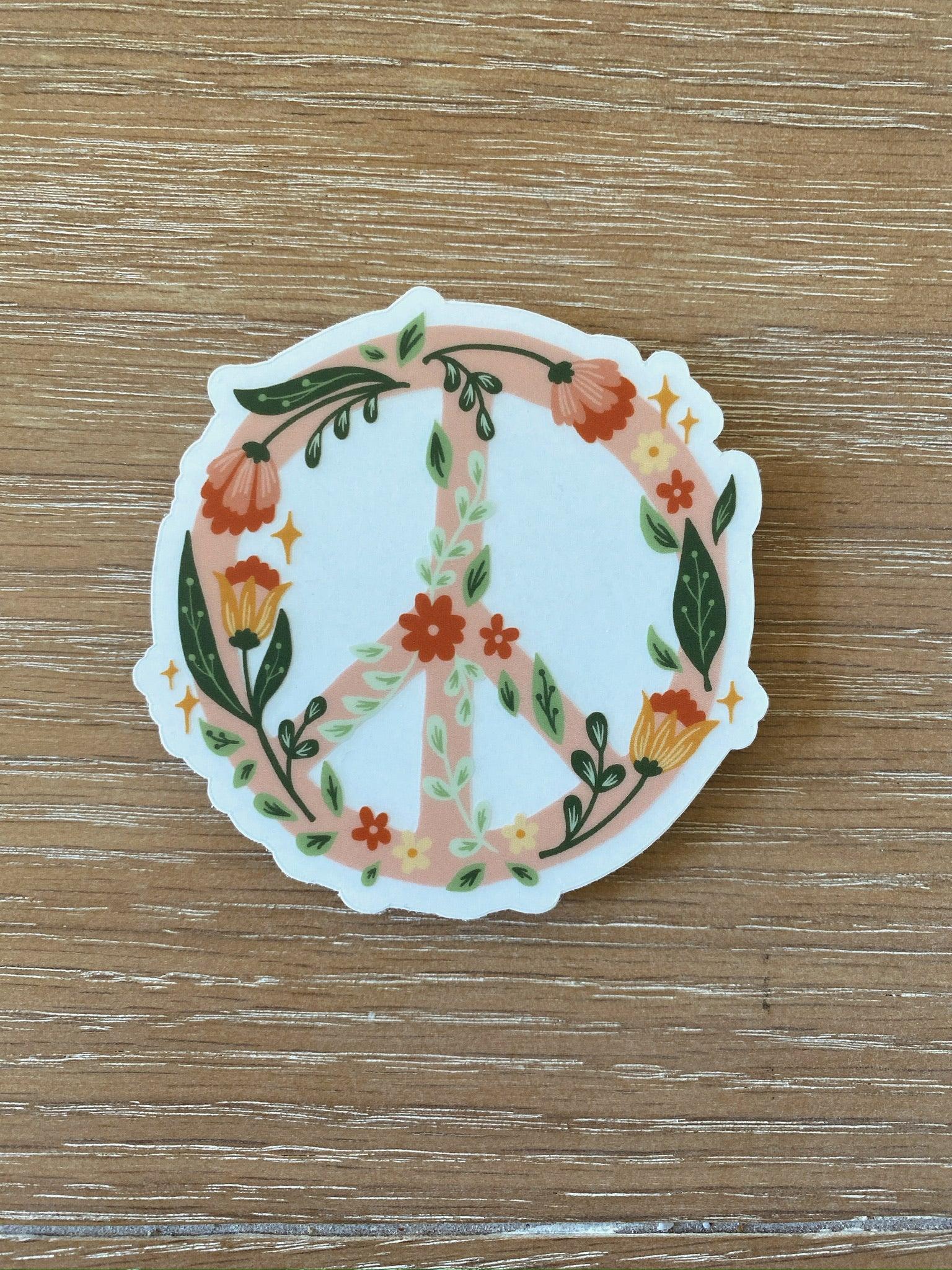 Floral Peace Sign | Clear Sticker - Sunday Golden