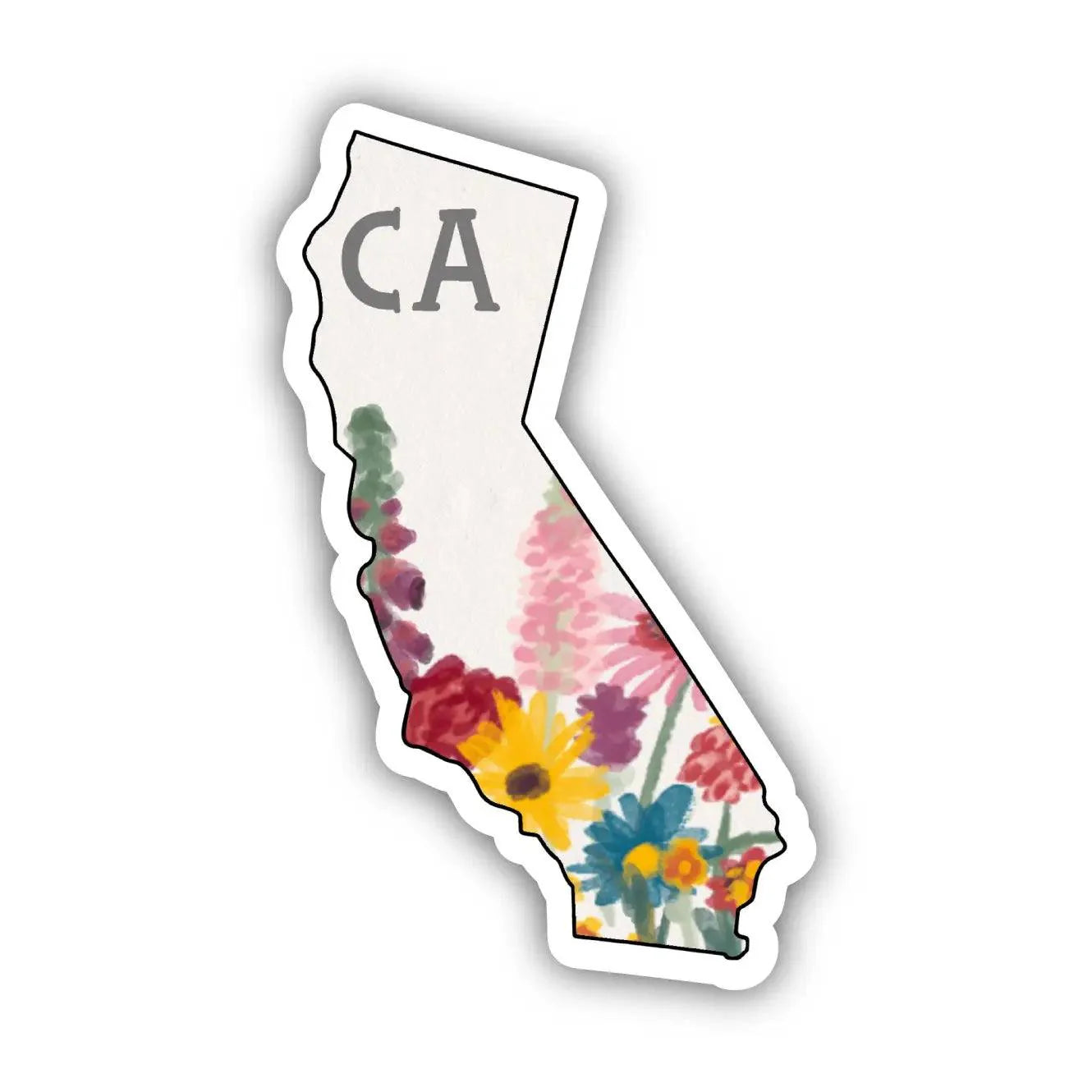 California Painterly Pattern  sticker. vinyl sticker. State of California shape sticker.