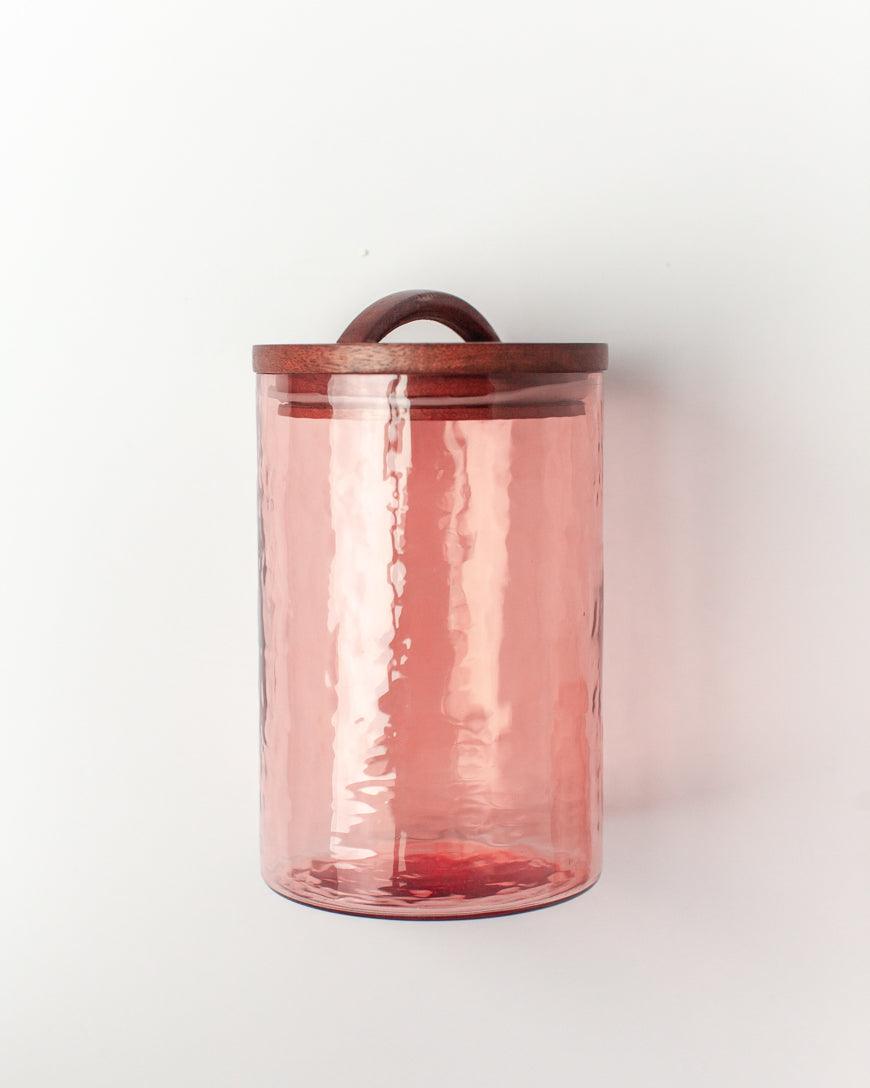 Hammered Glass Canisters With Wood Lid | Handblown in India - Sunday Golden