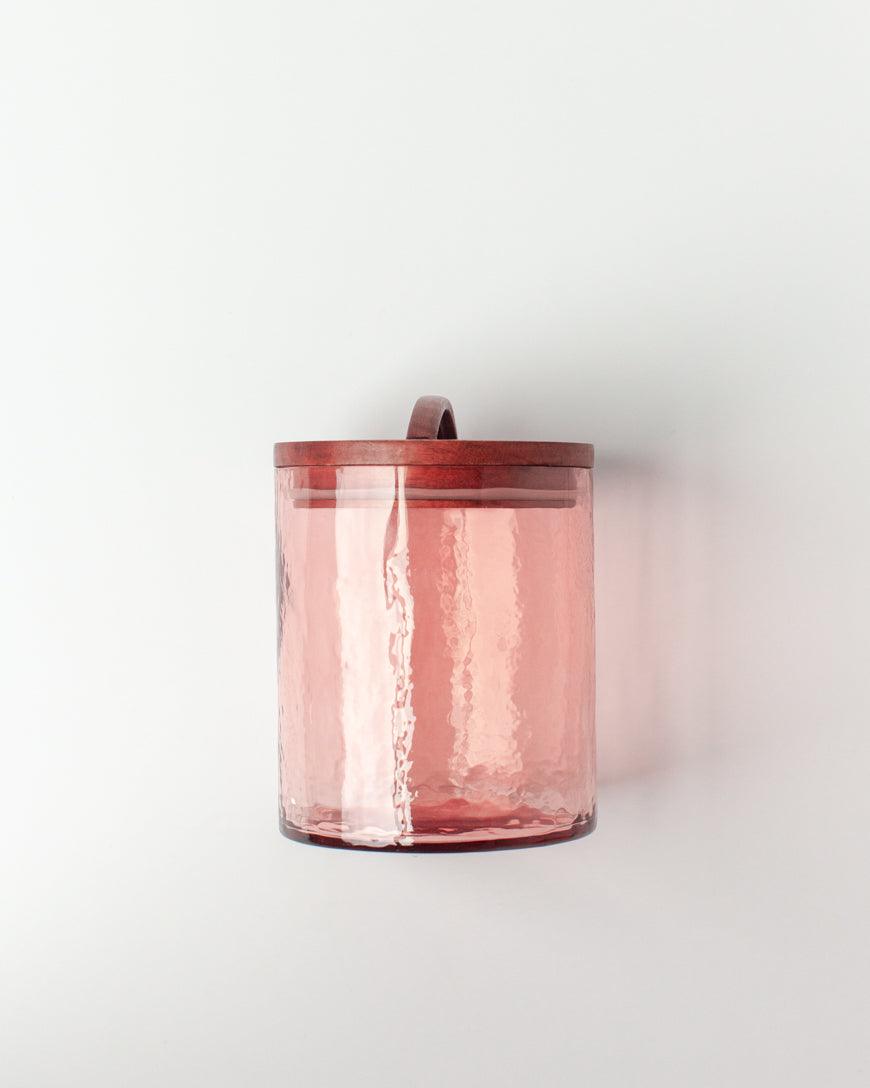 Hammered Glass Canisters With Wood Lid | Handblown in India - Sunday Golden