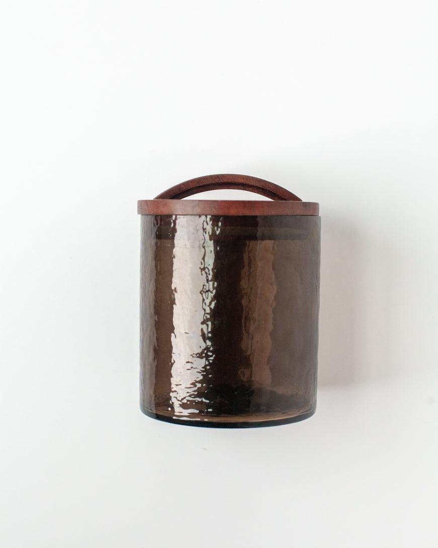 Hammered Glass Canisters With Wood Lid | Handblown in India - Sunday Golden