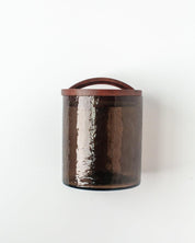 Hammered Glass Canisters With Wood Lid | Handblown in India - Sunday Golden