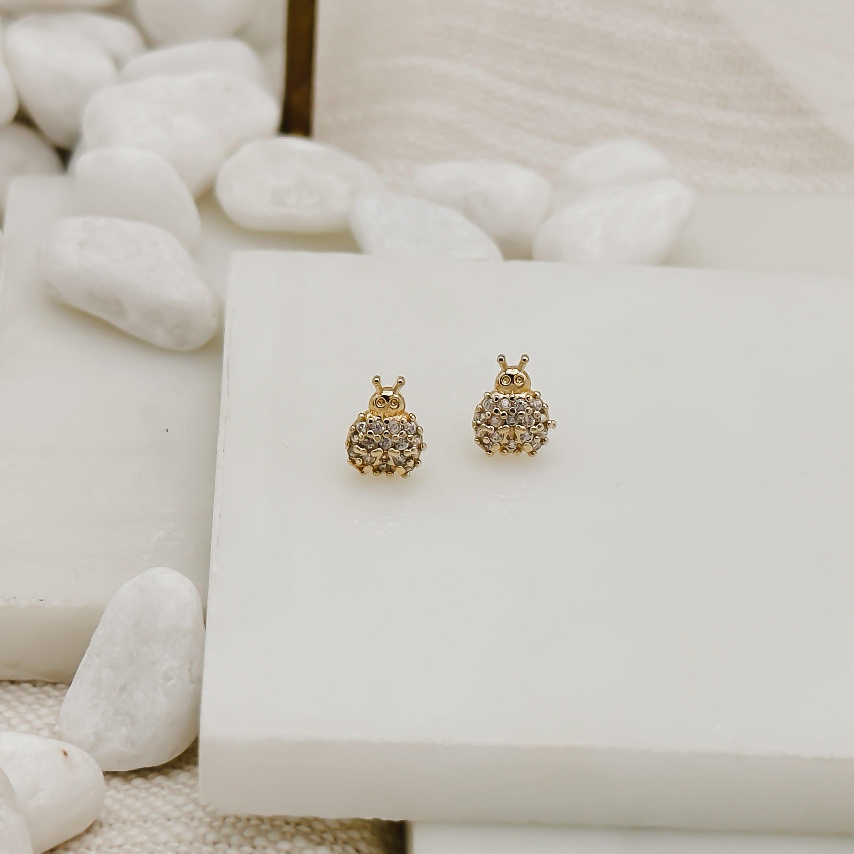 Pave Lady Bug Stud Earring - Sunday Golden