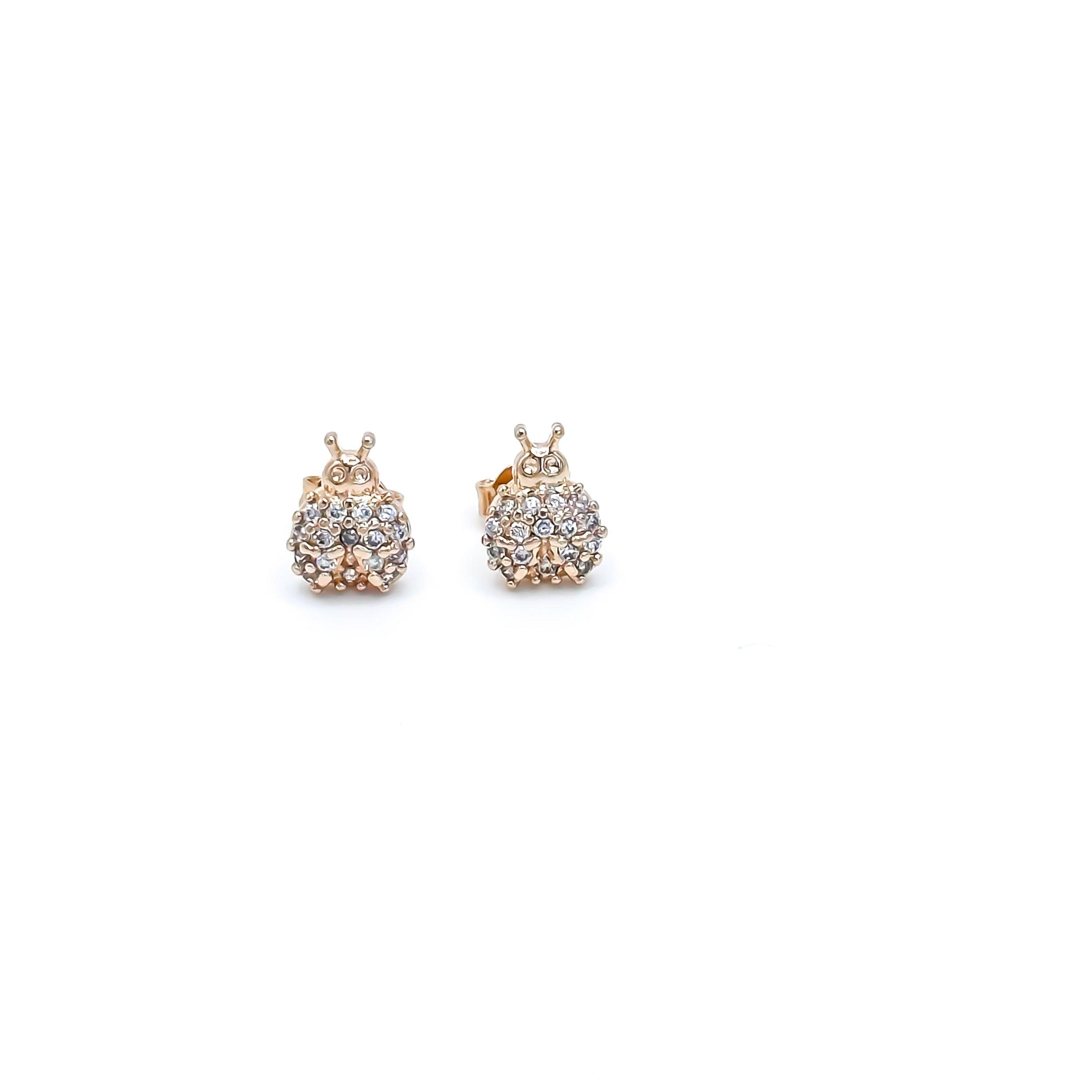 Pave Lady Bug Stud Earring - Sunday Golden