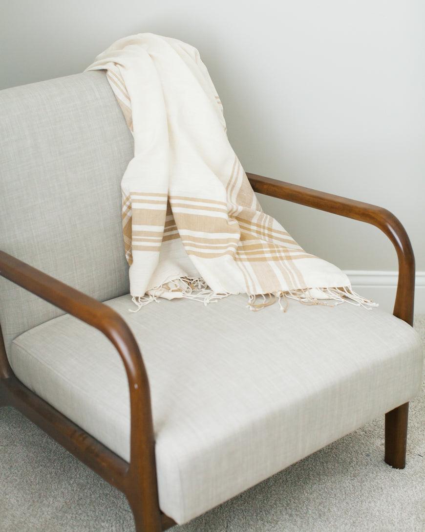 Cabin Hatch | Cotton Throw Blanket - Sunday Golden