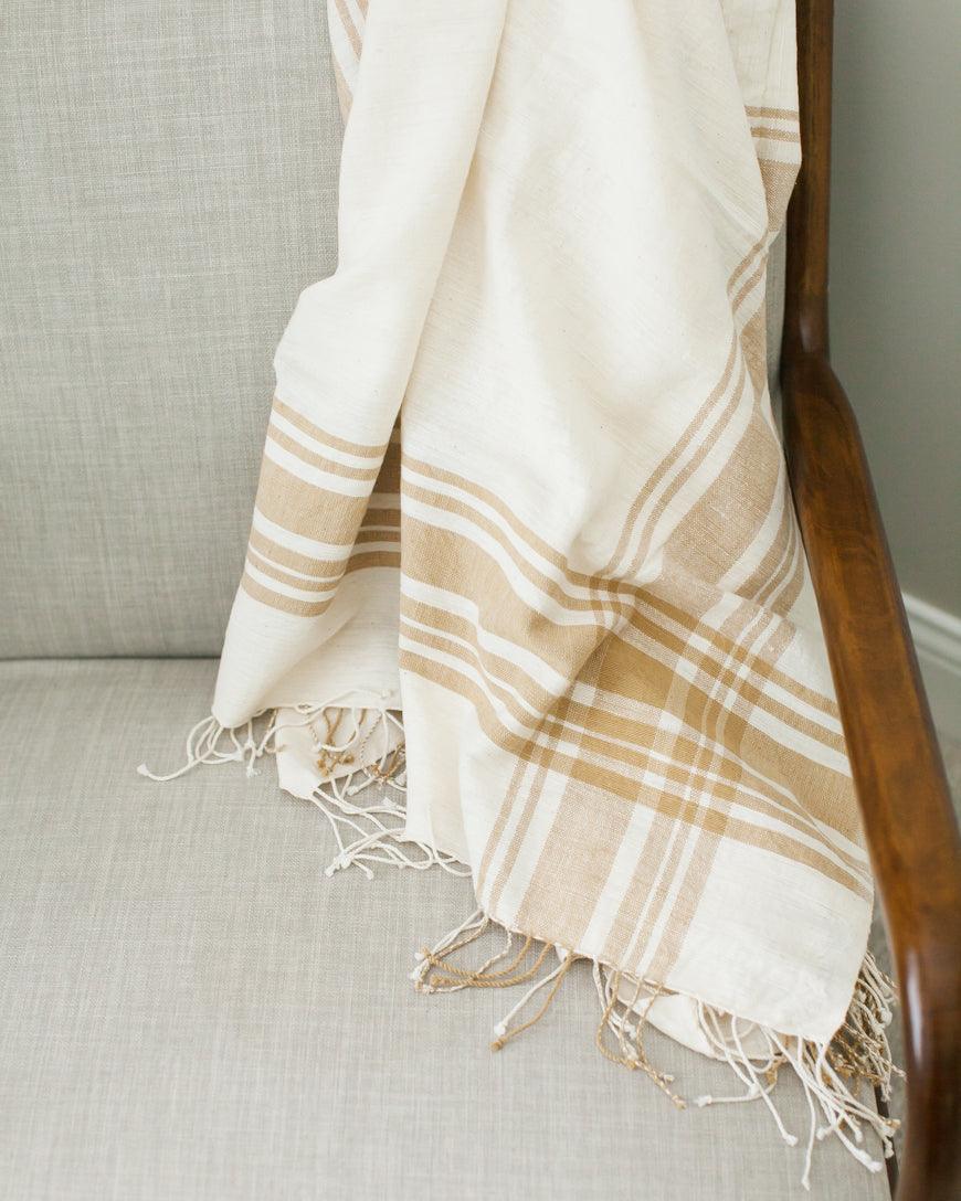 Cabin Hatch | Cotton Throw Blanket - Sunday Golden