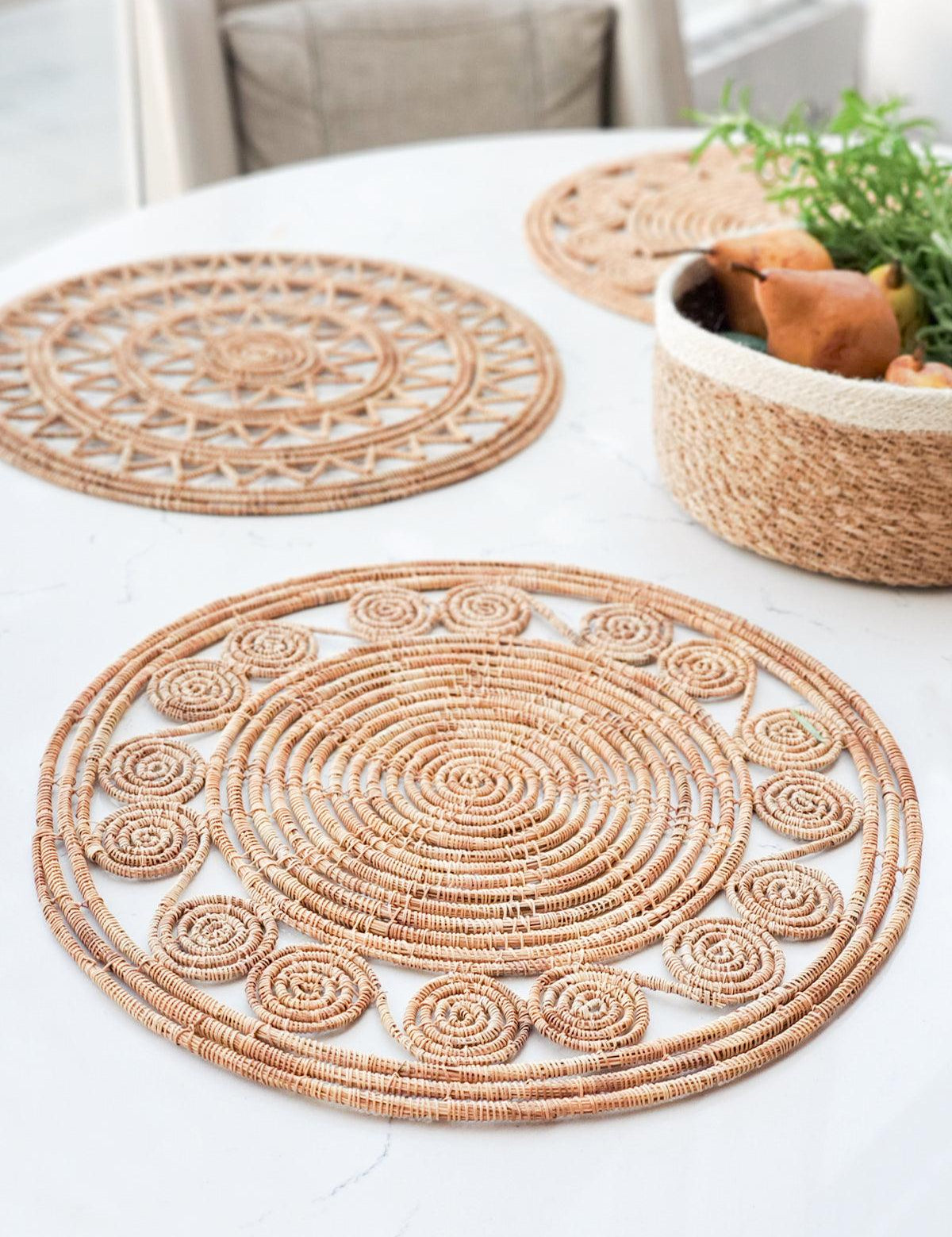 Bayu Woven Palm Fiber Placemat | Natural (Set of 2) - Sunday Golden