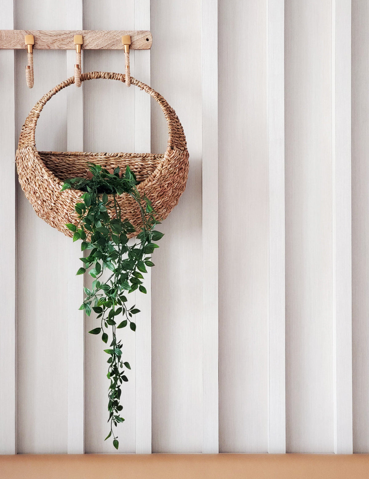 Seagrass hanging planter. Appropriately 15.5"round. sustainably handmade.