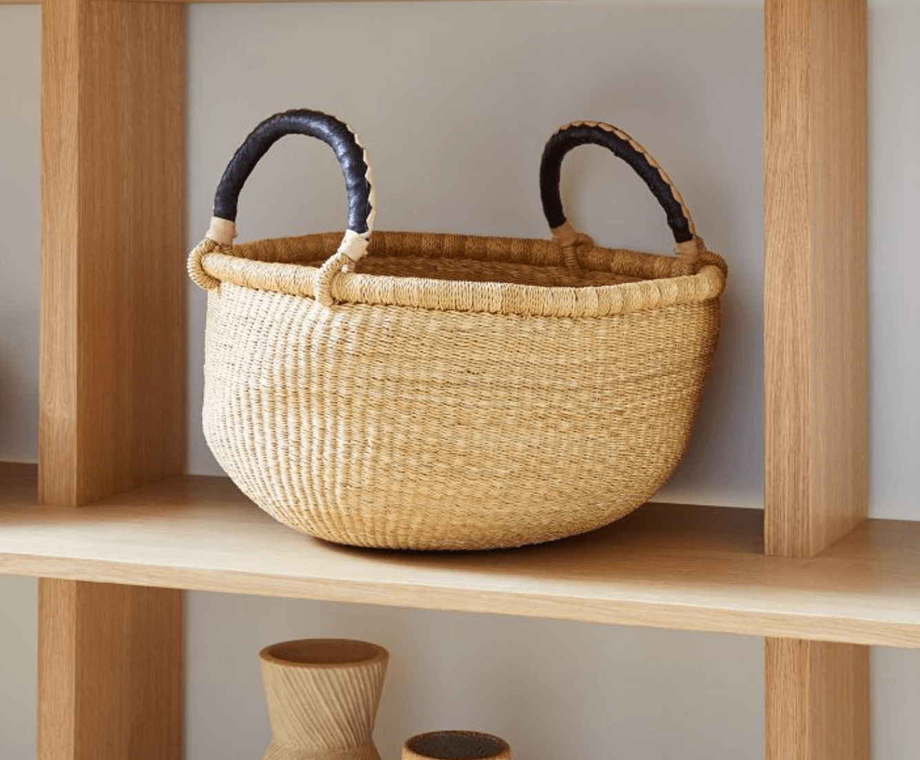 Bolga Baskets - Large Round Two Handle Natural Palette - Sunday Golden