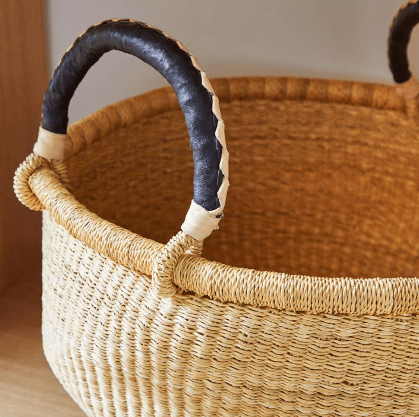 Bolga Baskets - Large Round Two Handle Natural Palette - Sunday Golden