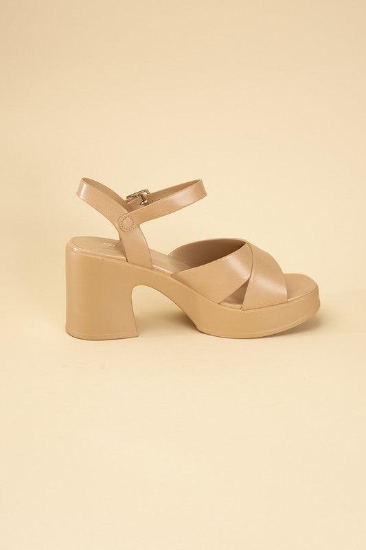 Tara Crisscross Sandal with Heel - Sunday Golden