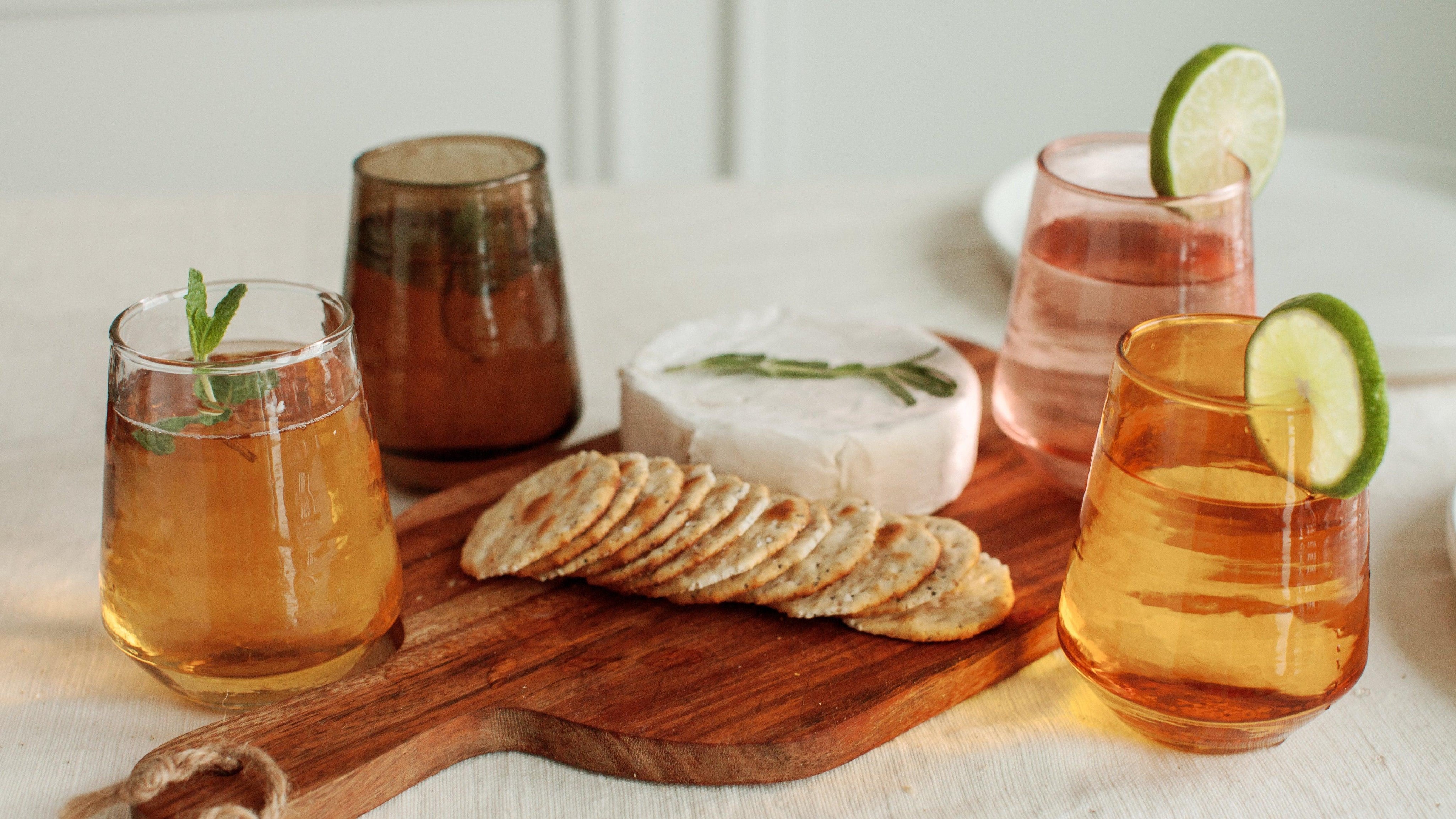 Pair of Hammered Glass Water Tumblers | Handblown in India - Sunday Golden