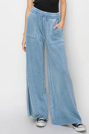 High Rise Wide Leg Drawstring Pants - Sunday Golden