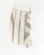 Aden Cotton Hand Towel. Measures 21 x 27 inches. Machine wash and dry.  hand-woven in Ethiopia. 6 color ways. natural with stone.