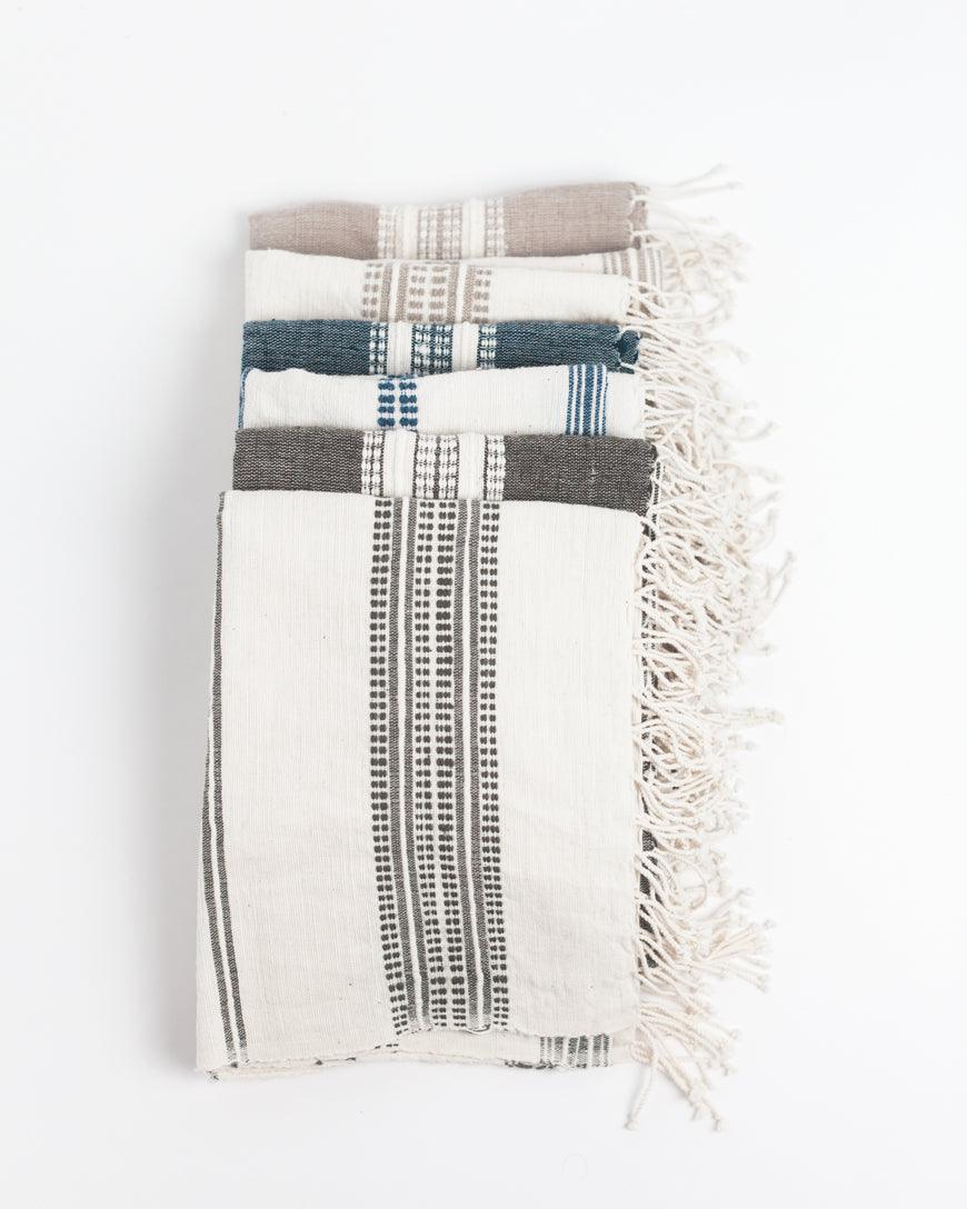 Aden Cotton Hand Towel. Measures 21 x 27 inches. Machine wash and dry.  hand-woven in Ethiopia. 6 color ways. 