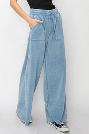 High Rise Wide Leg Drawstring Pants - Sunday Golden