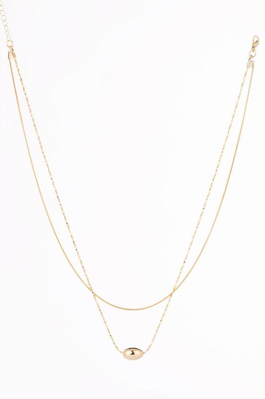 2 Layers Oval Pendant Necklace - Sunday Golden