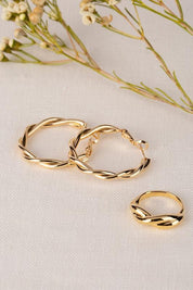 Big Wave Ring and Earring Set - Sunday Golden